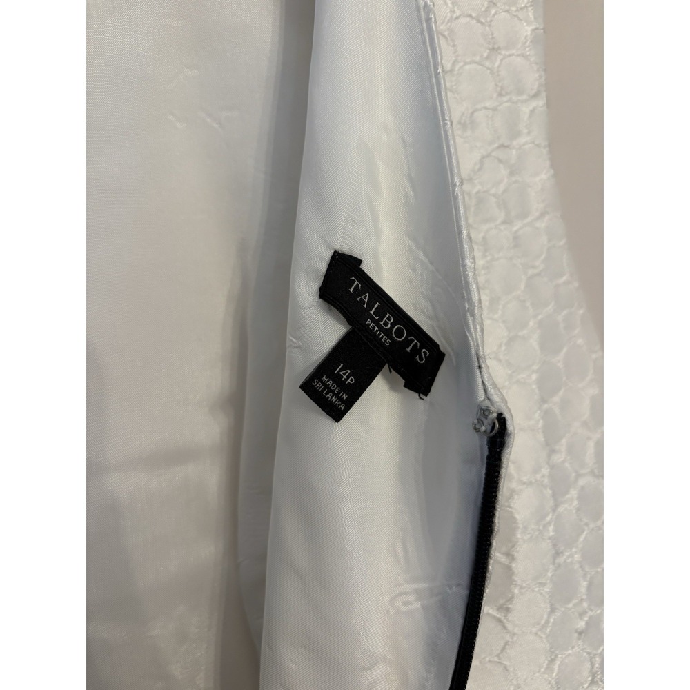Talbots Women's White Black Colorblock Sleeveless Formal Sheath Dress Size 14P - Picture 4 of 5